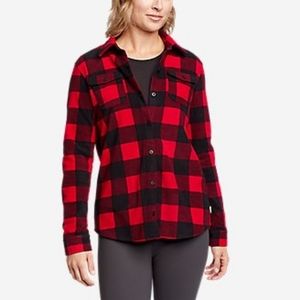 Eddie Bauer White and Black Buffalo Plaid Flannel - Medium Tall